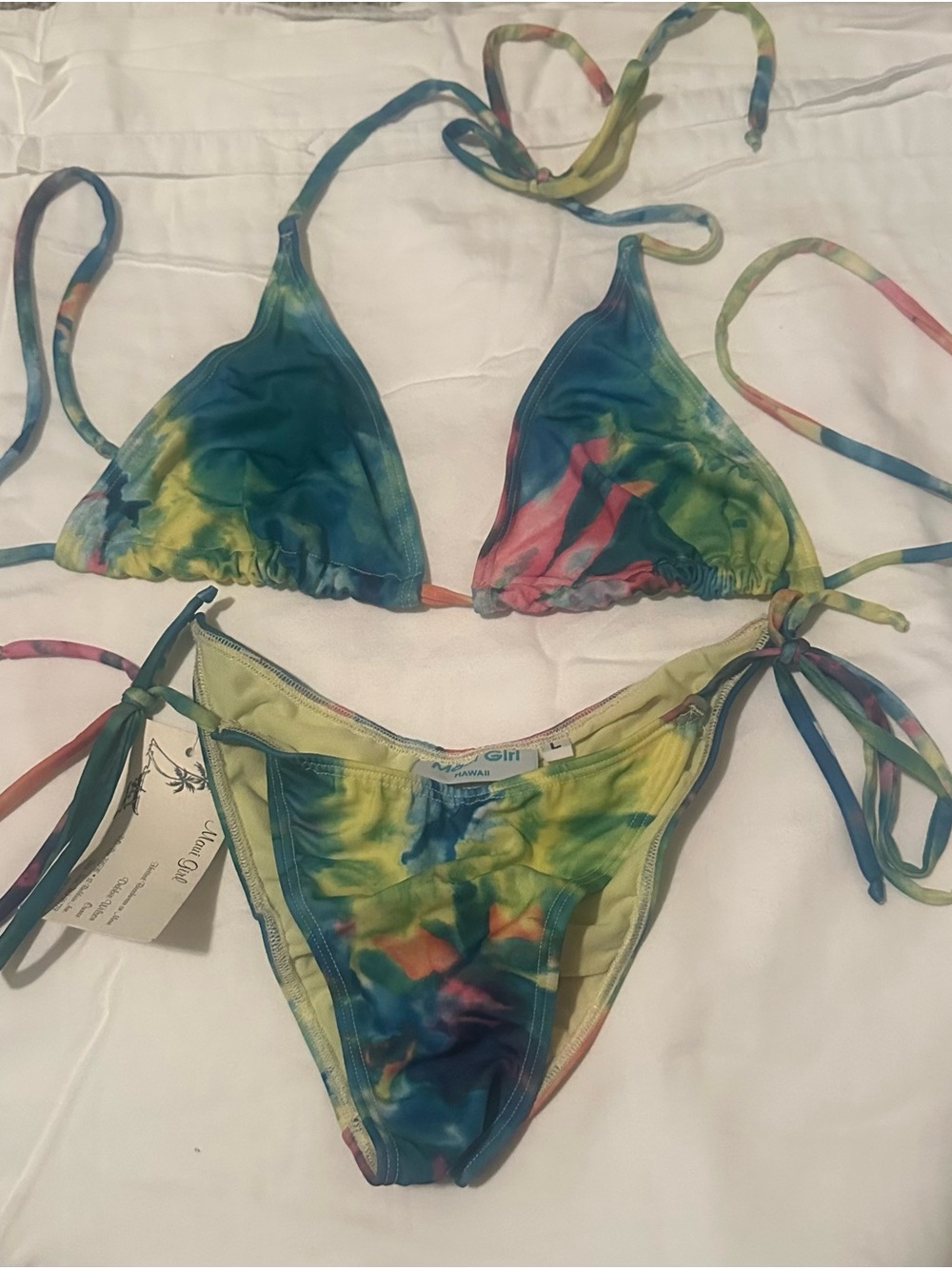 Tie-Dye Triangle Bikini Set - Multicolor, LA Girl